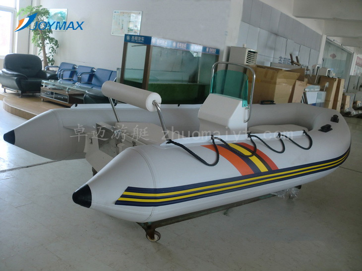 玻璃钢橡皮艇RIB390B，6-8人硬底钓鱼冲锋舟