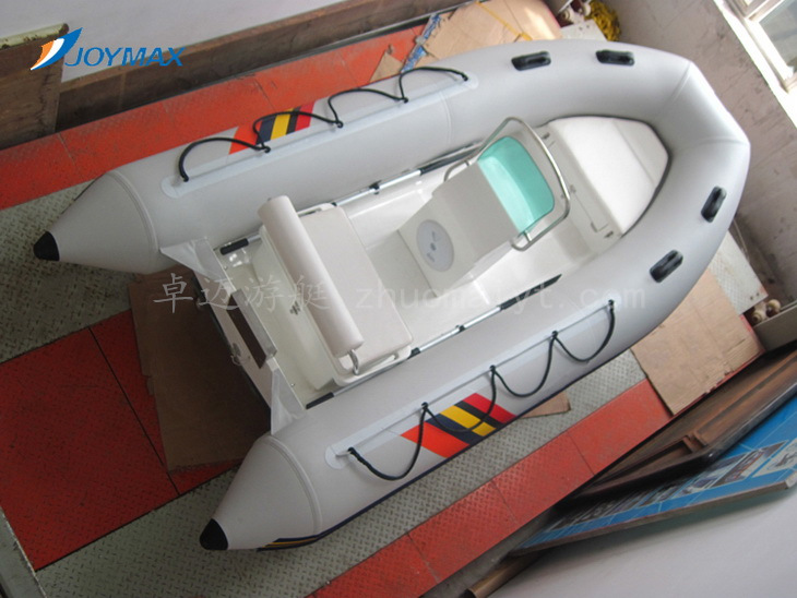 玻璃钢橡皮艇RIB390B，6-8人硬底钓鱼冲锋舟