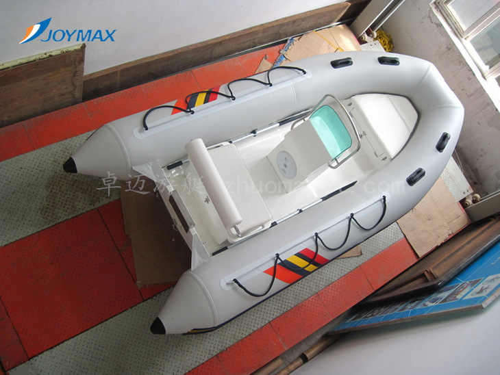 玻璃钢橡皮艇RIB390B，6-8人硬底钓鱼冲锋舟